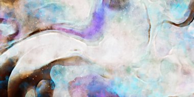 Kova desenli illüstrasyon. Çağdaş ve modern doku. Soyut renk boyama arka planı. Yaratıcı ve sanatsal duvar kağıdı. Fırçalanmış şekilleri ve lekeleri olan sanatsal duvar..