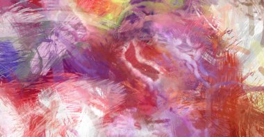 Soyut arkaplanda pürüzlü fırça darbeleri. Fırça boyası. Renkli boya darbeleri. Eşsiz duvar sanatı. Tuvaldeki modern sanat. Renkli çağdaş sanat eserleri.