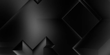 Siyah üç boyutlu geometrik arkaplan. Moda lüks minimalist tasarım. Geometrik şablon. Karanlık elementleri olan birinci sınıf soyut duvar kâğıdı. Poster, broşür, sunum, web sitesi için özel tasarım.