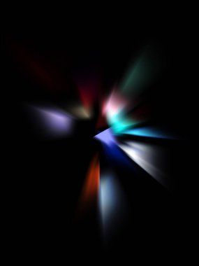 Parlayan ışıkları hareket ettirmenin havalı arka planı. Tasarımınız için canlı renkli bir portal şablonu. Işık ışınları ve hareket halindeki ışıldayan parçacıklar bir solucan deliği şekli oluşturuyor..