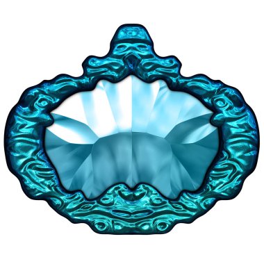 Beyaz arka planda izole bir mücevher. Mücevherli bir fantezi mücevherin 3 boyutlu görüntüsü. Masal elementi. Lüks grafik duvar kağıdı.