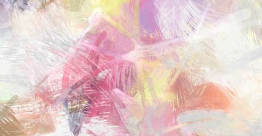 Soyut arkaplanda pürüzlü fırça darbeleri. Fırça boyası. Renkli boya darbeleri. Eşsiz duvar sanatı. Tuvaldeki modern sanat. Renkli çağdaş sanat eserleri.