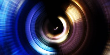 Parlayan neon ışıkları. Parlak sunum tasarım şablonu. Fotoğraf makinesi konsepti. Soyut arkaplan. Dönen ışık ışınları. Hareketli kavramsal duvar kağıdı. Grafik dijital illüstrasyon. 