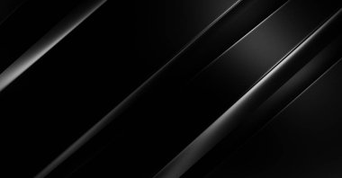 Geometrik katmanlı 3 boyutlu siyah arkaplan. Soyut koyu fütüristik duvar kağıdı. Zarif, parlak çizgili arka plan. Poster, broşür, sunum ve web sitesi için geometrik şablon tasarımı.