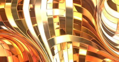 Metalik panel dokusunun 3 boyutlu çizimi. Renkli, parlak, soyut duvar kağıdı. Geometrik teknolojik parlak yansıtıcı arka plan. Yaratıcı parlak kavramsal arkaplan.