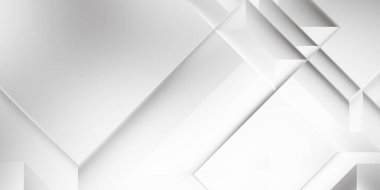 Beyaz 3d geometrik arka plan. Karanlık elementleri olan birinci sınıf soyut duvar kâğıdı. Poster, broşür, sunum ve web sitesi için özel tasarım. Moda lüks minimalist tasarım. Geometrik şablon. 