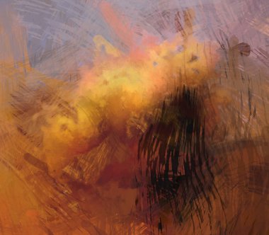 Soyut arkaplanda pürüzlü fırça darbeleri. Fırça boyası. Renkli boya darbeleri. Eşsiz duvar sanatı. Tuvaldeki modern sanat. Renkli çağdaş sanat eserleri.