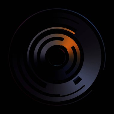 Gelecekçi hud arayüzü elementi. Soyut geometrik arkaplan. Dijital teknolojinin grafiksel çizimi siyah arkaplanda izole edildi..