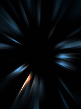 Siyah arkaplanda izole edilmiş dinamik ışık ışınları. Parlayan renkli ışık parçacıklarının grafiksel 2d çizimi.