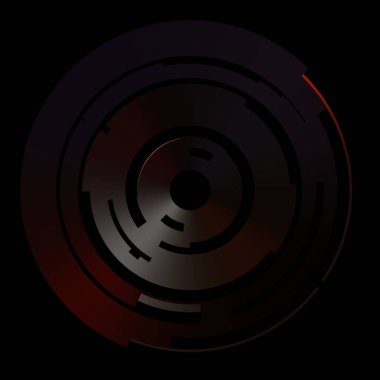 Gelecekçi hud arayüzü elementi. Soyut geometrik arkaplan. Dijital teknolojinin grafiksel çizimi siyah arkaplanda izole edildi..