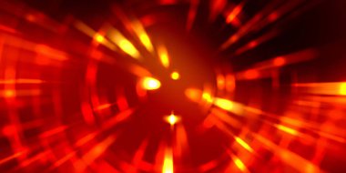 Parlayan ışıkları hareket ettirmenin havalı arka planı. Tasarımınız için canlı renkli bir portal şablonu. Işık ışınları ve hareket halindeki ışıldayan parçacıklar bir solucan deliği şekli oluşturuyor..