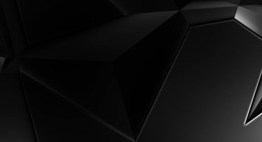 Lüks minimalist tasarım. Fütürist şablon. Karanlık elementleri olan birinci sınıf soyut duvar kâğıdı. Zarif bir zemin. Siyah üç boyutlu geometrik arkaplan. Poster, broşür, sunum için tasarım.