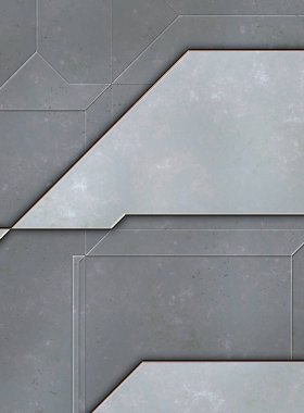 Katmanlı paneller. Fütürist soyut duvar kağıdı. Geometrik teknolojik yansıtıcı arka plan 3D metalik doku. Uzay gemisi desen yüzeyi.