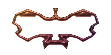 Üç boyutlu metalik illüstrasyon. Beyaz arka planda izole edilmiş fantezi çerçevesi. Davetiyeler, posterler, menü, hatıra defteri ve sunum için mükemmel. Metnin için şablon.