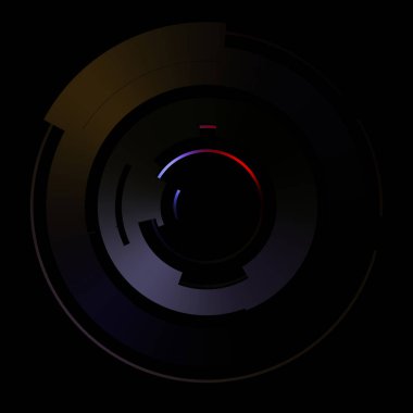 Gelecekçi hud arayüzü elementi. Soyut geometrik arkaplan. Dijital teknolojinin grafiksel çizimi siyah arkaplanda izole edildi..