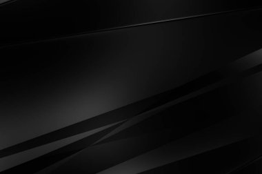 Geometrik katmanlı 3 boyutlu siyah arkaplan. Soyut koyu fütüristik duvar kağıdı. Zarif, parlak çizgili arka plan. Poster, broşür, sunum ve web sitesi için geometrik şablon tasarımı.