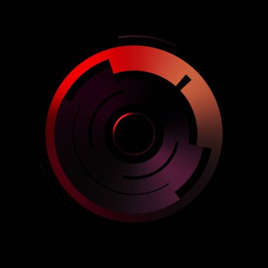 Gelecekçi hud arayüzü elementi. Soyut geometrik arkaplan. Dijital teknolojinin grafiksel çizimi siyah arkaplanda izole edildi..