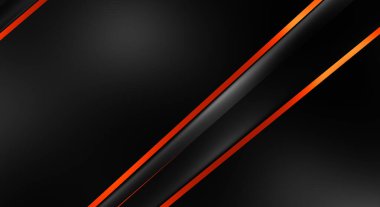 Metin için kopyalama alanı olan soyut siyah paneller. Üç boyutlu illüstrasyon. Renkli ışık özellikli koyu renk tasarım şablonu. Zarif geometrik parlak çizgili arka plan. Minimalist geometrik kapak grafiği.