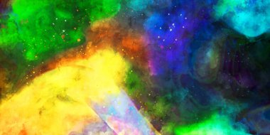 Kova desenli illüstrasyon. Çağdaş ve modern doku. Soyut renk boyama arka planı. Yaratıcı ve sanatsal duvar kağıdı. Fırçalanmış şekilleri ve lekeleri olan sanatsal duvar..