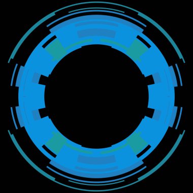 Fütürist dairesel gövde arayüzü elementi. Soyut çember geometrik arkaplan. Dijital teknolojinin grafiksel çizimi.