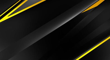 Metin için kopyalama alanı olan soyut siyah paneller. Üç boyutlu illüstrasyon. Renkli ışık özellikli koyu renk tasarım şablonu. Zarif geometrik parlak çizgili arka plan. Minimalist geometrik kapak grafiği.