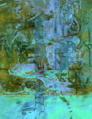 Kaotik resim. Taranmış Boyalı Soyut Arkaplan. Tuval üzerinde etkileyici fırçalanmış resim. Fırça darbesi ile boyanmış. Kaos duvarı sanatı. Sanatsal canlılık ve renkli duvar kağıdı.