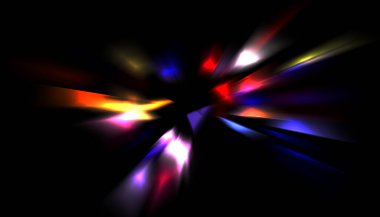 Parlayan ışıkları hareket ettirmenin havalı arka planı. Tasarımınız için canlı renkli bir portal şablonu. Işık ışınları ve hareket halindeki ışıldayan parçacıklar bir solucan deliği şekli oluşturuyor..