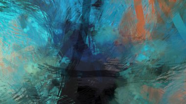 Soyut arkaplanda pürüzlü fırça darbeleri. Fırça boyası. Renkli boya darbeleri. Eşsiz duvar sanatı. Tuvaldeki modern sanat. Renkli çağdaş sanat eserleri.