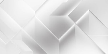 Beyaz 3d geometrik arka plan. Karanlık elementleri olan birinci sınıf soyut duvar kâğıdı. Poster, broşür, sunum ve web sitesi için özel tasarım. Moda lüks minimalist tasarım. Geometrik şablon. 