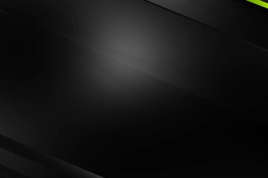 Metin için kopyalama alanı olan soyut siyah paneller. Üç boyutlu illüstrasyon. Renkli ışık özellikli koyu renk tasarım şablonu. Zarif geometrik parlak çizgili arka plan. Minimalist geometrik kapak grafiği.