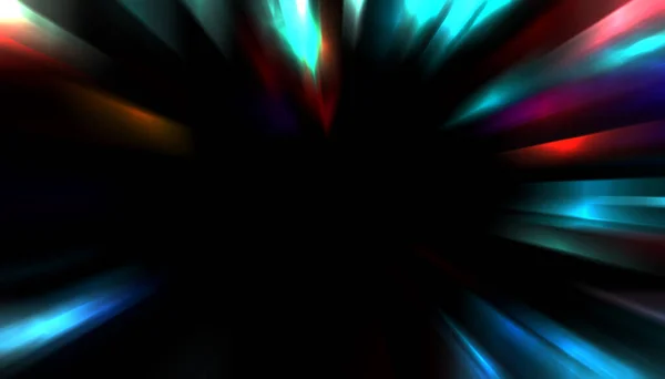 Dynamic Rays Light Isolated Black Background Graphic Illustration Glowing Colorful — ストック写真