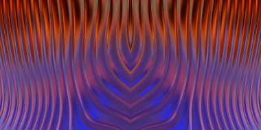 Renkli dalgalı yansıtıcı duvar kağıdının üç boyutlu çizimi. Duvar kağıdı, afiş, arkaplan, kart, kitap kapağı veya web sitesi için grafiksel illüstrasyon. Soyut parlak arkaplan.