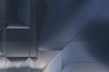 Parlak saten kaplama yüzey teknolojisi 3 boyutlu desen. Lüks yansımalı metal panel dokusu. Arkaplan, duvar kağıdı, uzay gemisi gövdesi için cilalanmış geometrik metal yansıtıcı fütüristik malzeme.