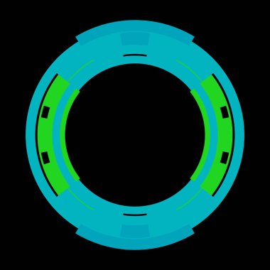 Fütürist dairesel gövde arayüzü elementi. Soyut çember geometrik arkaplan. Dijital teknolojinin grafiksel çizimi.