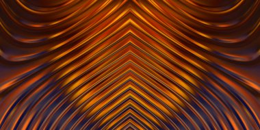 Renkli dalgalı yansıtıcı duvar kağıdının üç boyutlu çizimi. Duvar kağıdı, afiş, arkaplan, kart, kitap kapağı veya web sitesi için grafiksel illüstrasyon. Soyut parlak arkaplan.