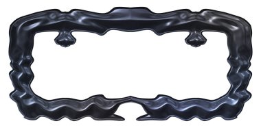 Üç boyutlu metalik illüstrasyon. Beyaz arka planda izole edilmiş fantezi çerçevesi. Davetiyeler, posterler, menü, hatıra defteri ve sunum için mükemmel. Metnin için şablon.