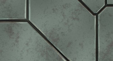 Gelecekçi kavramsal tasarım arka planı. Uzay gemisi desenli duvar kağıdı. Fırçalanmış teknoloji şablonu yüzeyi. Üç boyutlu illüstrasyon. SciFi panelleri duvar.