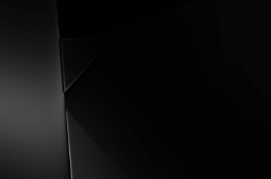 Lüks minimalist tasarım. Fütürist şablon. Karanlık elementleri olan birinci sınıf soyut duvar kâğıdı. Zarif bir zemin. Siyah üç boyutlu geometrik arkaplan. Poster, broşür, sunum için tasarım.