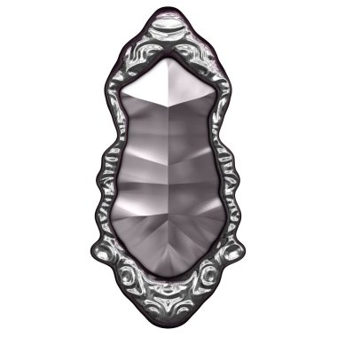 Beyaz arka planda izole bir mücevher. Mücevherli bir fantezi mücevherin 3 boyutlu görüntüsü. Masal elementi. Lüks grafik duvar kağıdı.