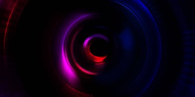 Parlayan neon ışıkları. Parlak sunum tasarım şablonu. Fotoğraf makinesi konsepti. Soyut arkaplan. Dönen ışık ışınları. Hareketli kavramsal duvar kağıdı. Grafik dijital illüstrasyon. 