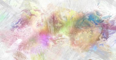 Soyut arkaplanda pürüzlü fırça darbeleri. Fırça boyası. Renkli boya darbeleri. Eşsiz duvar sanatı. Tuvaldeki modern sanat. Renkli çağdaş sanat eserleri.