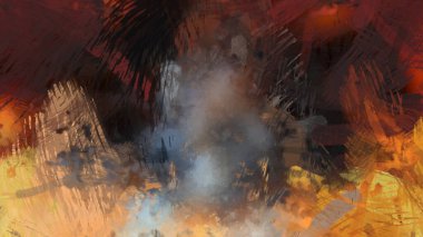 Soyut arkaplanda pürüzlü fırça darbeleri. Fırça boyası. Renkli boya darbeleri. Eşsiz duvar sanatı. Tuvaldeki modern sanat. Renkli çağdaş sanat eserleri.