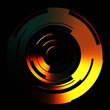 Gelecekçi hud arayüzü elementi. Soyut geometrik arkaplan. Dijital teknolojinin grafiksel çizimi siyah arkaplanda izole edildi..