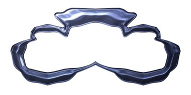 Üç boyutlu metalik illüstrasyon. Beyaz arka planda izole edilmiş fantezi çerçevesi. Davetiyeler, posterler, menü, hatıra defteri ve sunum için mükemmel. Metnin için şablon.