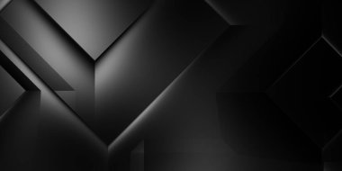 Siyah üç boyutlu geometrik arkaplan. Moda lüks minimalist tasarım. Geometrik şablon. Karanlık elementleri olan birinci sınıf soyut duvar kâğıdı. Poster, broşür, sunum, web sitesi için özel tasarım.