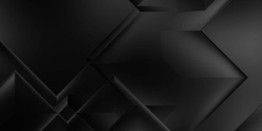 Siyah üç boyutlu geometrik arkaplan. Moda lüks minimalist tasarım. Geometrik şablon. Karanlık elementleri olan birinci sınıf soyut duvar kâğıdı. Poster, broşür, sunum, web sitesi için özel tasarım.