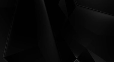 Lüks minimalist tasarım. Fütürist şablon. Karanlık elementleri olan birinci sınıf soyut duvar kâğıdı. Zarif bir zemin. Siyah üç boyutlu geometrik arkaplan. Poster, broşür, sunum için tasarım.