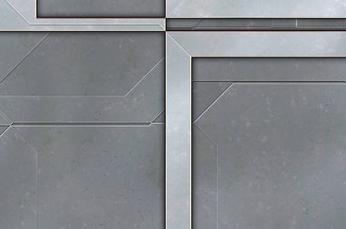 Katmanlı paneller. Fütürist soyut duvar kağıdı. Geometrik teknolojik yansıtıcı arka plan 3D metalik doku. Uzay gemisi desen yüzeyi.