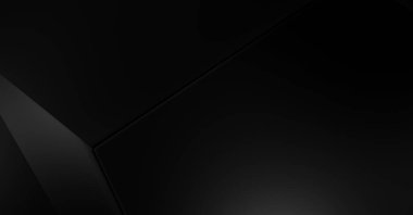 Lüks minimalist tasarım. Fütürist şablon. Karanlık elementleri olan birinci sınıf soyut duvar kâğıdı. Zarif bir zemin. Siyah üç boyutlu geometrik arkaplan. Poster, broşür, sunum için tasarım.