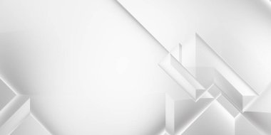 Beyaz 3d geometrik arka plan. Karanlık elementleri olan birinci sınıf soyut duvar kâğıdı. Poster, broşür, sunum ve web sitesi için özel tasarım. Moda lüks minimalist tasarım. Geometrik şablon. 